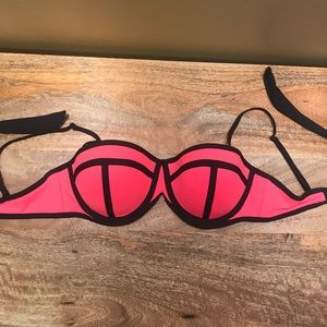 Neon orange halter bikini top size large